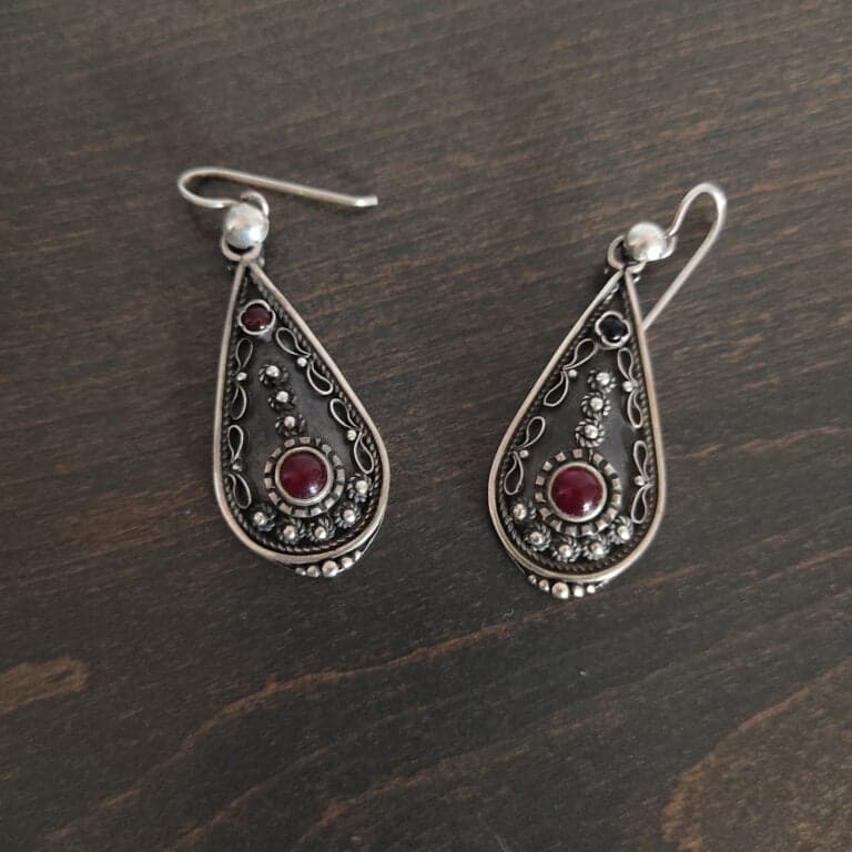 Silver Earrings with Grenades 1.5x4cm
