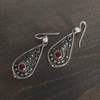 Silver Earrings with Grenades 1.5x4cm