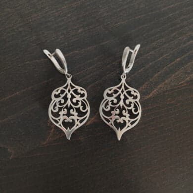 Silver Earrings "Leaf " 2.4x3.5cm