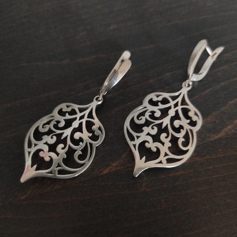 Silver Earrings "Leaf " 2.4x3.5cm